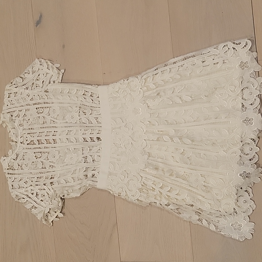NWT Self-Portrait Floral Lace Tiered Mini Dress - Picture 3 of 6